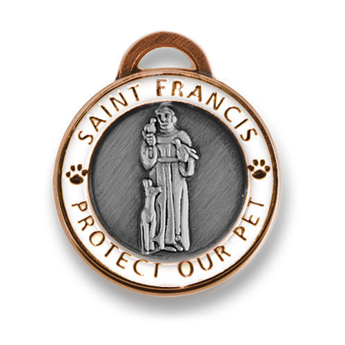 Pet Charm Small Saint Francis of Assisi, Copper White-