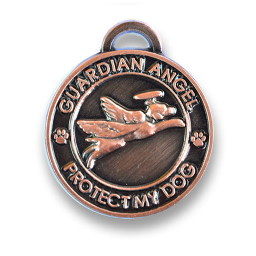 Pet Charm Guardian Angel Dog, Antique Copper