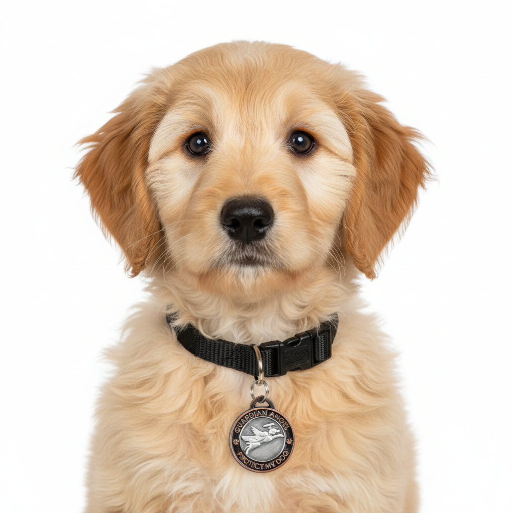 Pet Charm Guardian Angel Dog, Antique Silver/Copper