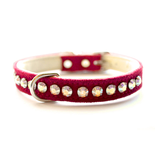 Vegan Ashley Ultrasuede Red Dog Collar