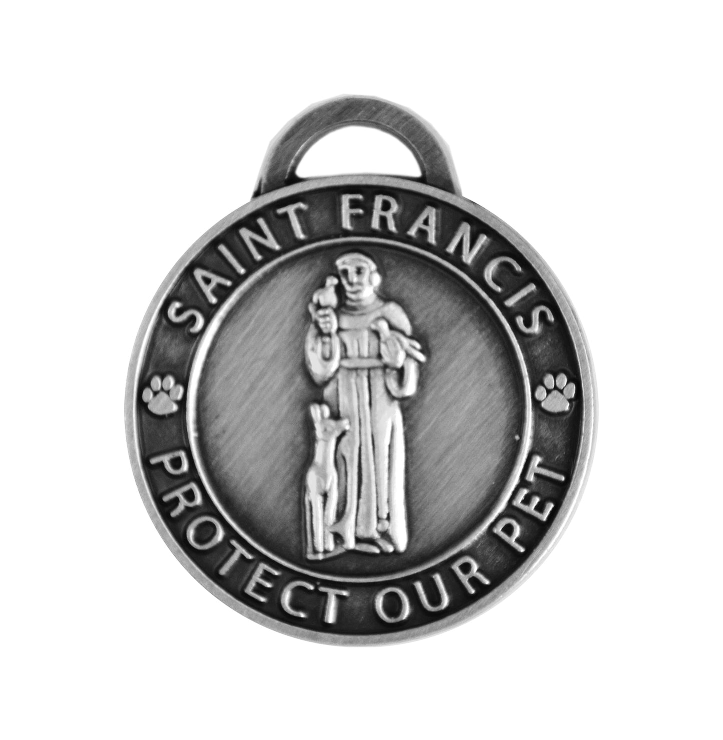St Francis Charm Large Antique Silver