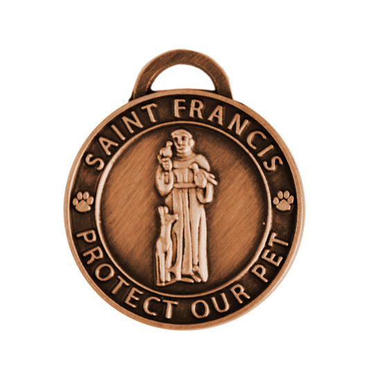 Pet Charm Small Saint Francis of Assisi, Antique Copper