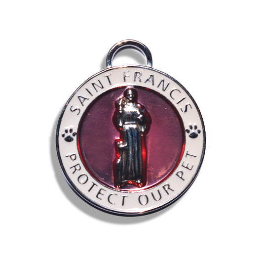 Pet Charm Large Saint Francis of Assisi, Pink