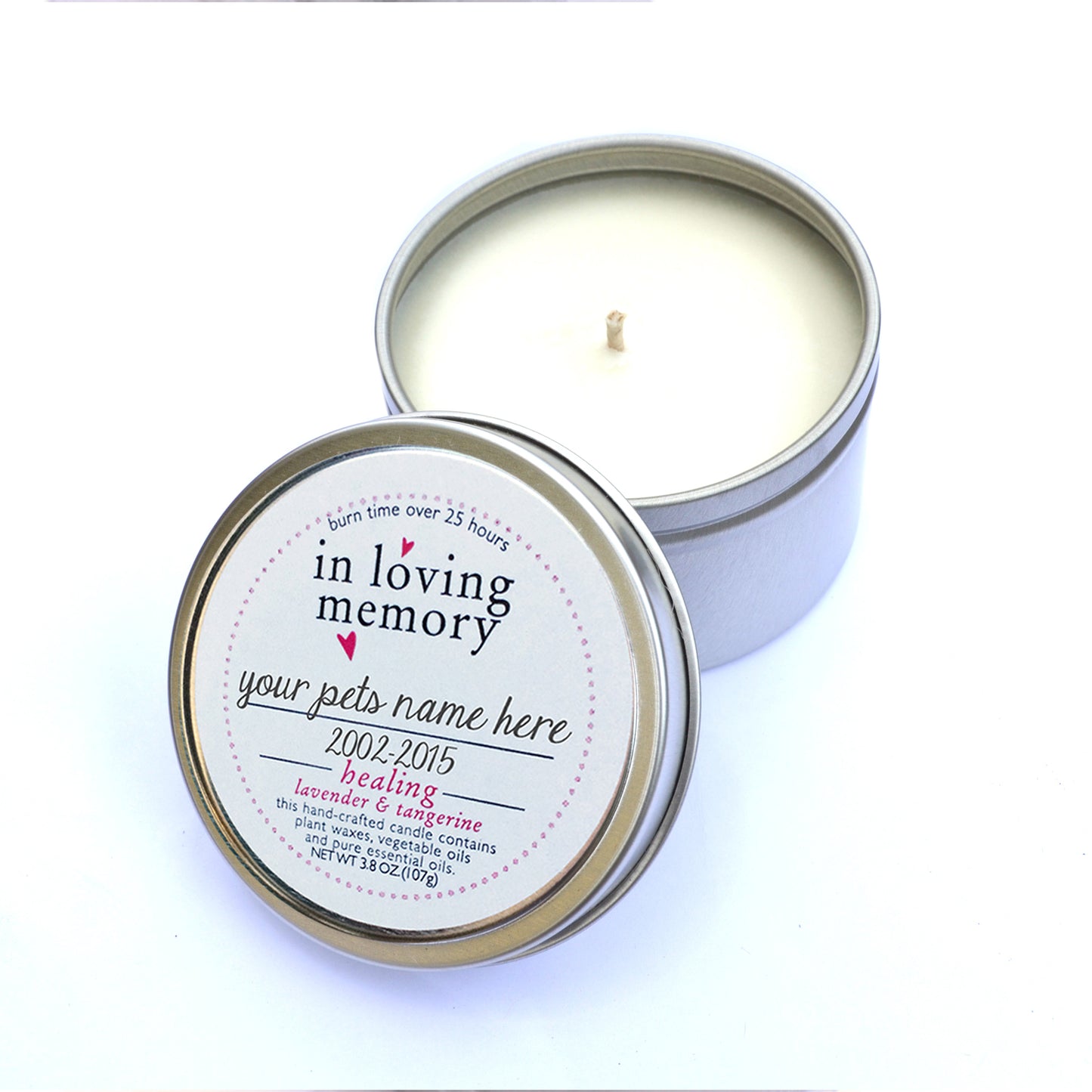 In loving memory pet memorial candles